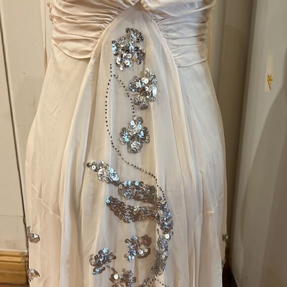 Womens size S dress for events wedding prom cream with beads - Picture 4 of 8